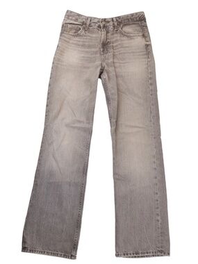Zara Gray Wash Wide Leg Jeans High Rise Full Length Denim Size 38